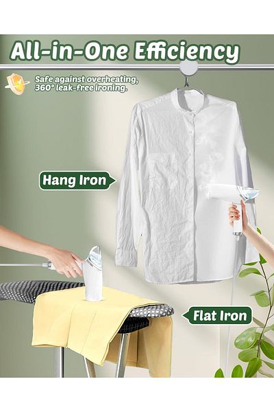 COOYA Handheld Steam Iron, 2 in 1 Portable Foldable Garment Mini, for Fabrics and Clothes