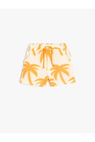 Koton Palm Printed Tie Waist Cotton Shorts