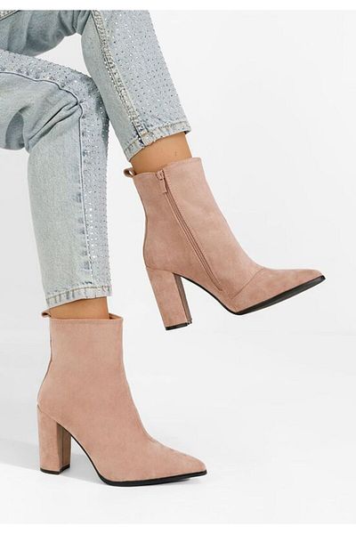 B T Shoes Adalina V2 beige heeled ankle boots