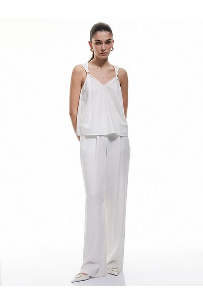 Koton Viscose Blended Strappy Blouse with Metal Accessories