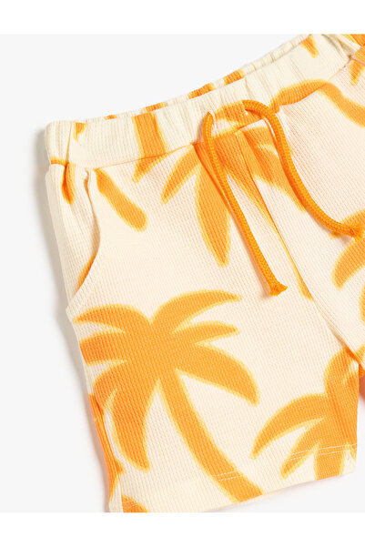 Koton Palmiyeli Baskılı Beli Bağlamalı Pamuklu Şort