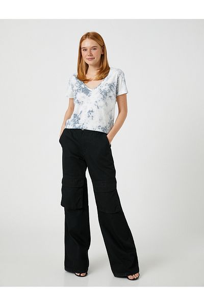 Koton Batik Look T-Shirt V Neck