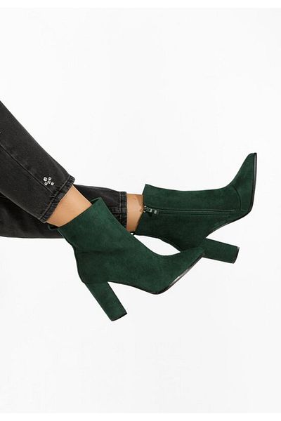 B T Shoes Adalina V2 green heeled ankle boots