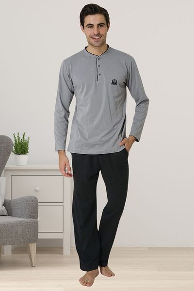 ByLohusa Ανδρικό Σετ Πιτζάμες Effortt Grey Plus Size