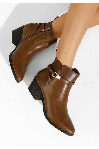 B T Shoes Botine cu toc gros Odelina kaki