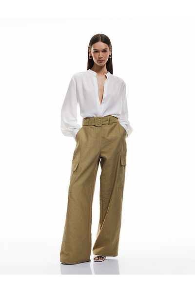 Koton Buttoned Judge Collar Long Sleeve Satin Shirt