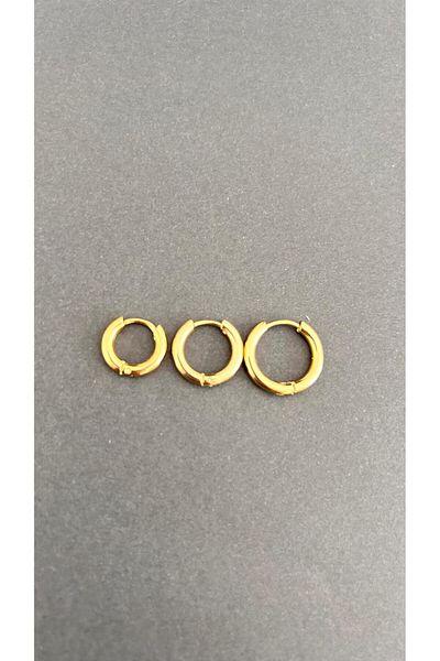 juleeco Gold Steel Earrings 6 Pieces 3 Sizes - 1cm, 1.5cm, 2cm