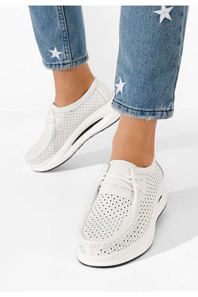 B T Shoes Mocasini dama piele Melodisa albi