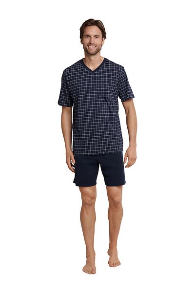 Schiesser Shorty Dark Blue Schlafanzug Pyjama Schlafmode Bequem