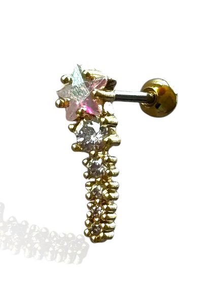 TAKIŞTIR Gold Color Star Figured Steel Tragus/ Cartilage Earring/Piercing (Single)