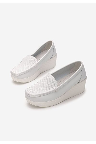 B T Shoes Mocasini dama piele Tangelo albi