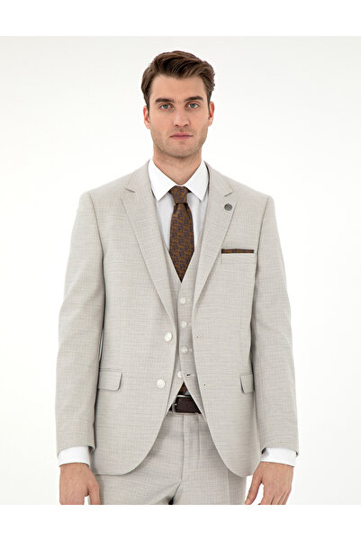 Pierre Cardin Bej Ex. Slim Fit Yelekli Takım Elbise 50303602-VR011