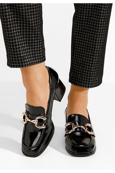 B T Shoes Mocasini cu toc Alyla negri