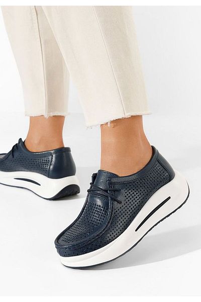 B T Shoes Mocasini dama cu platforma Melodisa navy