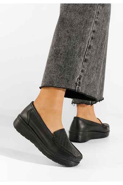 B T Shoes Mocasini dama piele negri Ciela