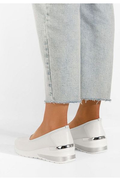 B T Shoes Pantofi cu platforma albi Morgan