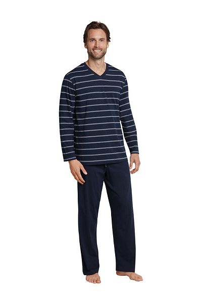 Schiesser Pyjama Dark Sapphire Schlafanzug Pyjama Schlafmode Bequem