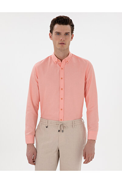 Pierre Cardin Nar Çiçeği Regular Fit Uzun Kollu Gömlek 50304764-VR186