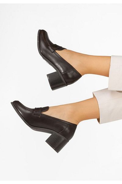 B T Shoes Sereya Brown Heeled Loafers