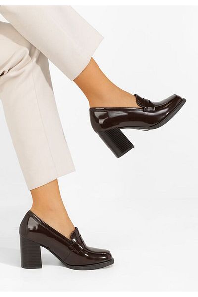 B T Shoes Odesia brown heeled loafers