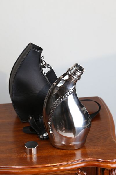 imsaconcept Metal Large Flask with Leather Case