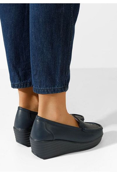 B T Shoes Mocasini dama piele Tangelo navy