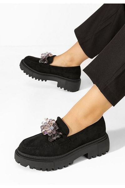 B T Shoes Mocasini cu talpa groasa Amilla negri