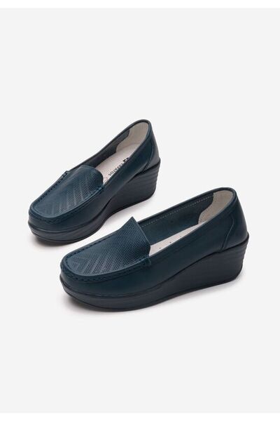 B T Shoes Mocasini dama piele Tangelo navy