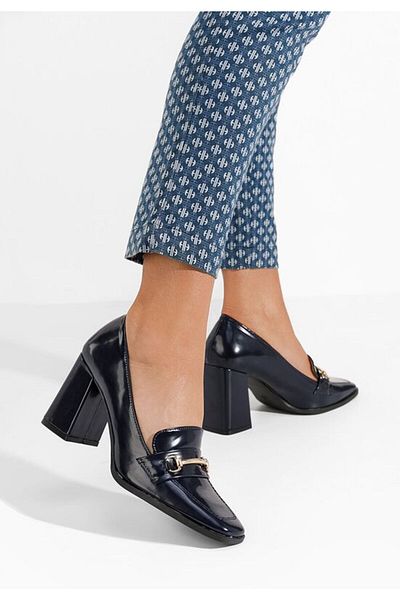 B T Shoes Mocasini cu toc Noriana navy