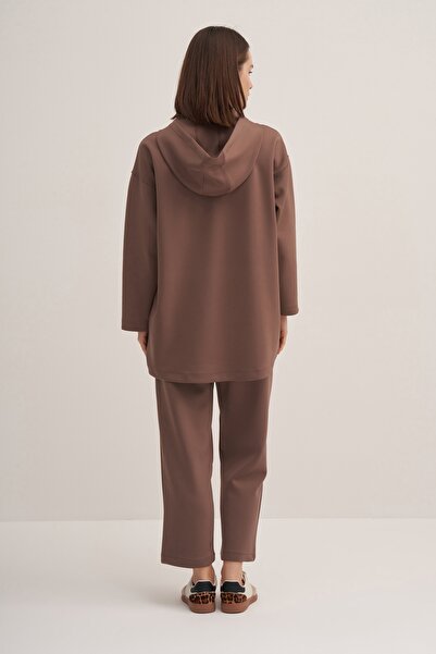 EBU Prive Women's Scuba Straight Cut Trousers Brown