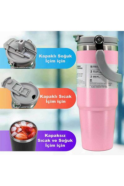 İLES Pink Trailx Stainless Steel 30 Oz/887 ml Thermos