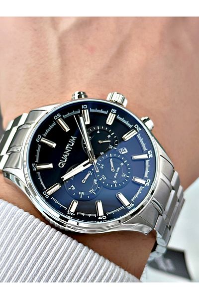 Quantum Functions Active Silver-Black Color Steel Cord Steel Case Men's Wrist Watch 958.360