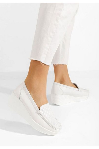 B T Shoes Mocasini dama piele Tangelo albi