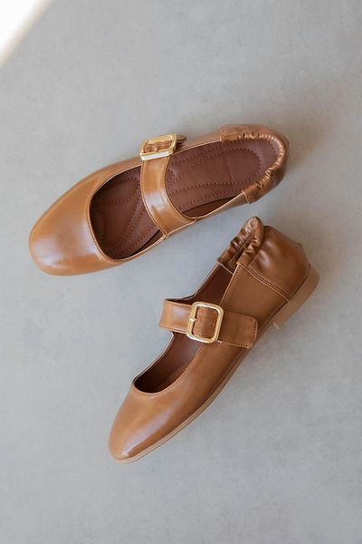 STRASWANS Winny Women's Buckle Detail Leather Ballerina Ballerina