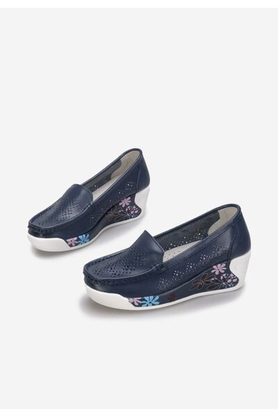 B T Shoes Mocasini cu platforma Havana navy