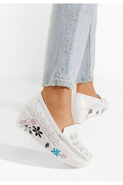 B T Shoes Mocasini piele naturala Havana albi