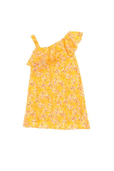 U.S. Polo Assn. Girl's Yellow Sleeveless Floral Patterned Woven Dress 50299306-Vr094