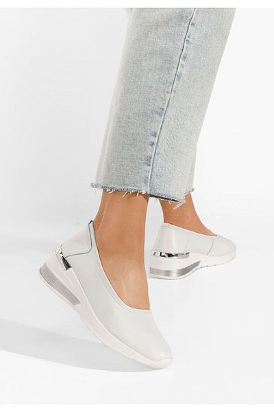 B T Shoes Pantofi cu platforma albi Morgan