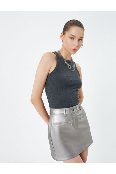 Koton Cotton Slim Fit Halter Neck Undershirt - Washed Ribbed