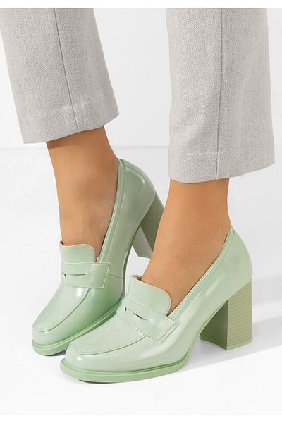 B T Shoes Green Odesia heeled loafers