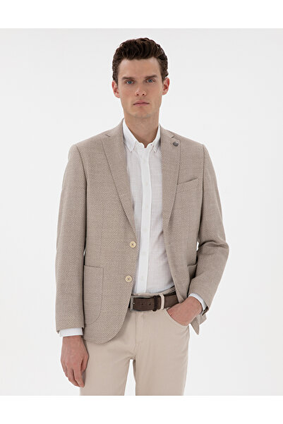 Pierre Cardin معطف بيج بقصة ضيقة من مزيج الصوف والكتان 50302234-VR011