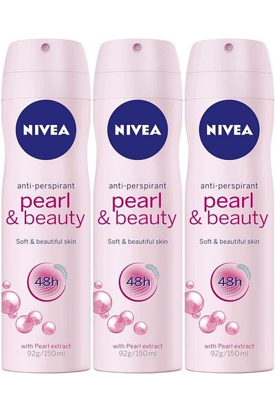 NIVEA مزيل العرق بيرل آند بيوتي للنساء بخلاصة المستخلصات بخاخ 150 مل × 3