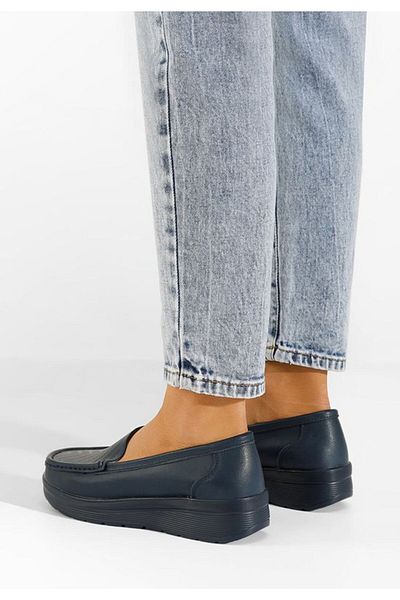 B T Shoes Mocasini piele naturala Ciela albastri