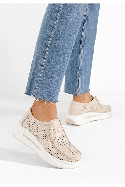 B T Shoes Γυναικεία δερμάτινα μοκασίνια Melodisa μπεζ