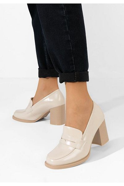 B T Shoes Mocasini cu toc Odesia bej