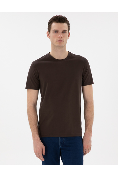 Pierre Cardin Καφέ Μπλουζάκι Στενής Γραμμής Mercerized Basic 50302560-VR029