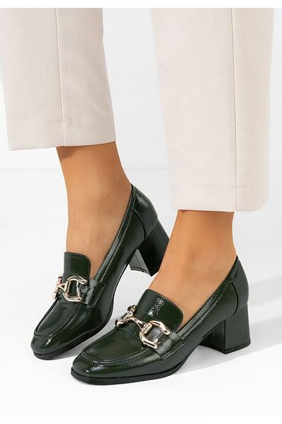 B T Shoes Alyla green heeled loafers