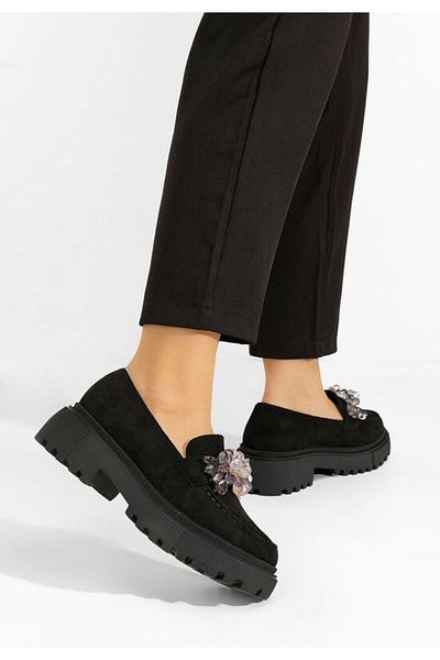 B T Shoes Mocasini cu talpa groasa Amilla negri