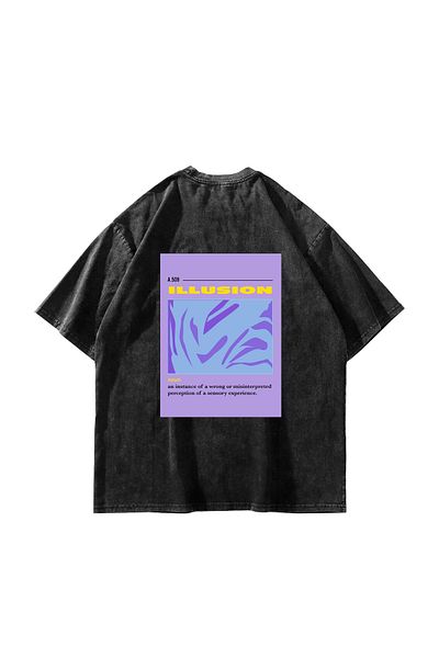Sekizbiraltı Μαύρο Premium Oversize Unisex T-Shirt - Illusion Printed and Washed