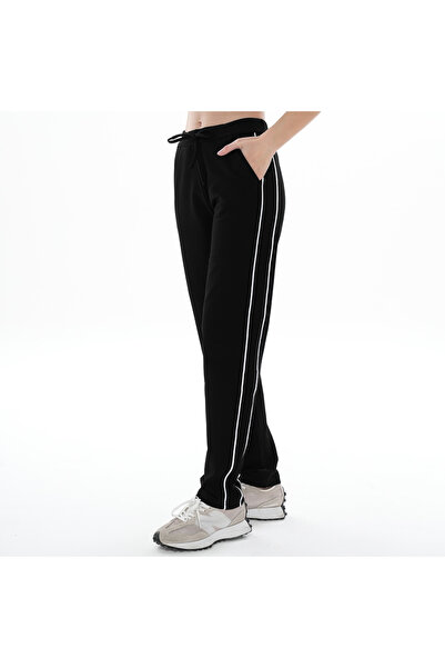 ASN Wear بنطال رياضي نسائي أسود عالي الخصر من Asn Concept بخطوط مزدوجة